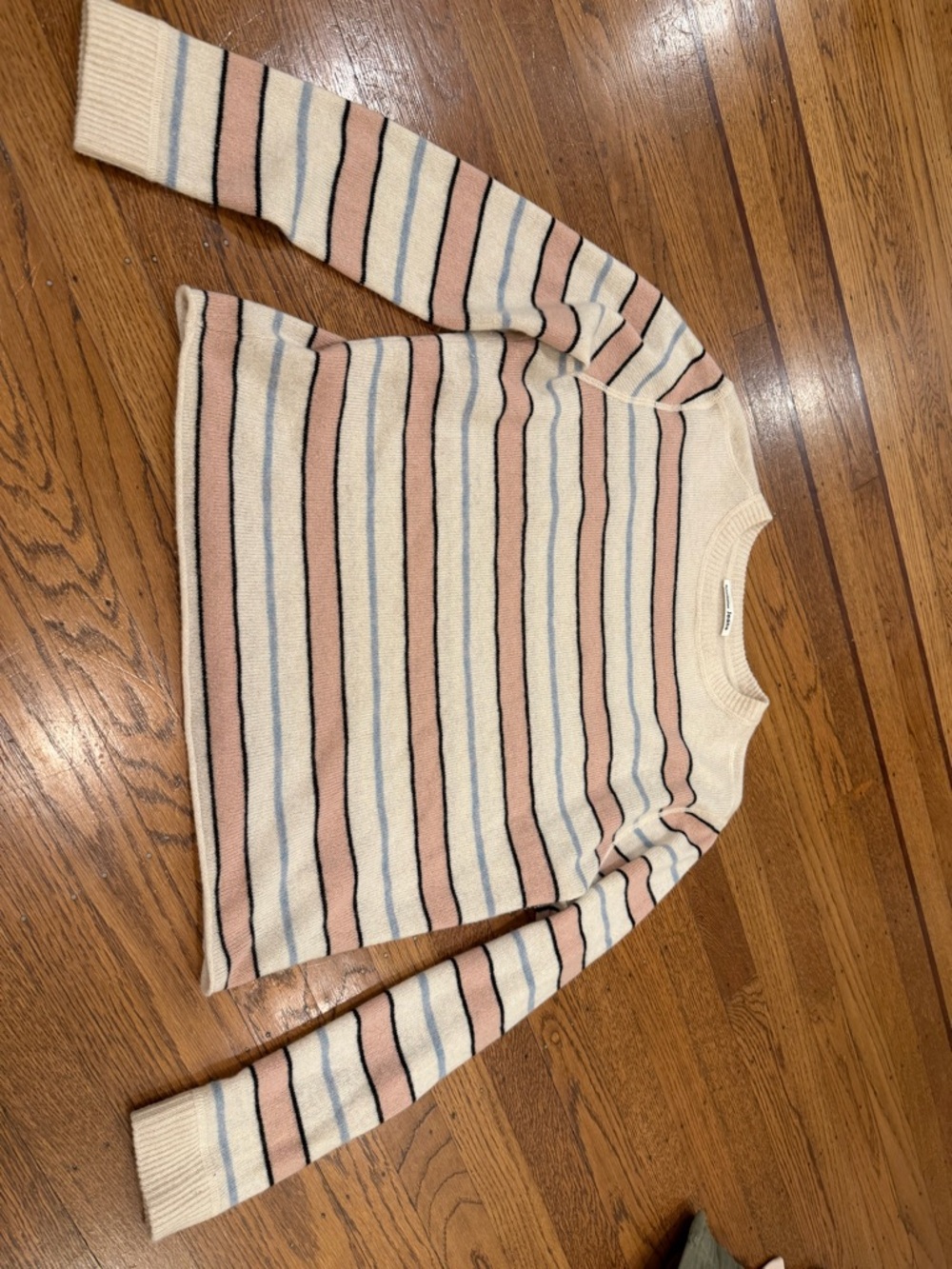 REFORMATION Cream Sweater with Pink, Light Blue & Black Stripes